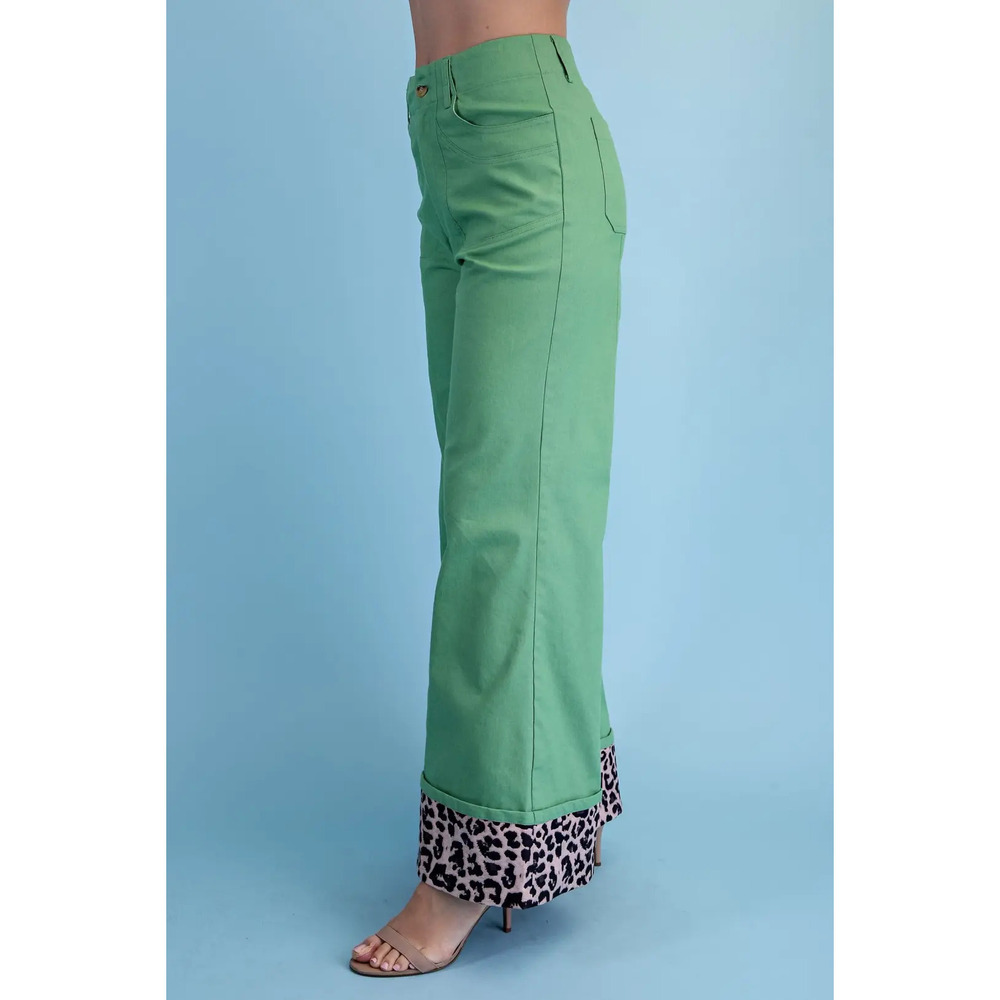 TE2041 APGRN Gigio Leopard Cuffed Flare Pants Various Sizes - Picture 3 of 5